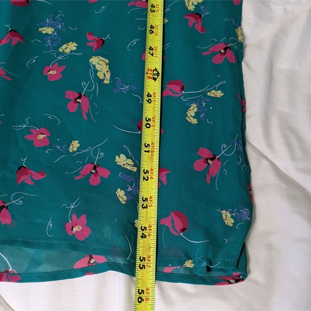 NWT Romantic Floral Maxi Dress Teal | Cottagecore Boho Sundress Pockets Slit - Picture 8 of 15